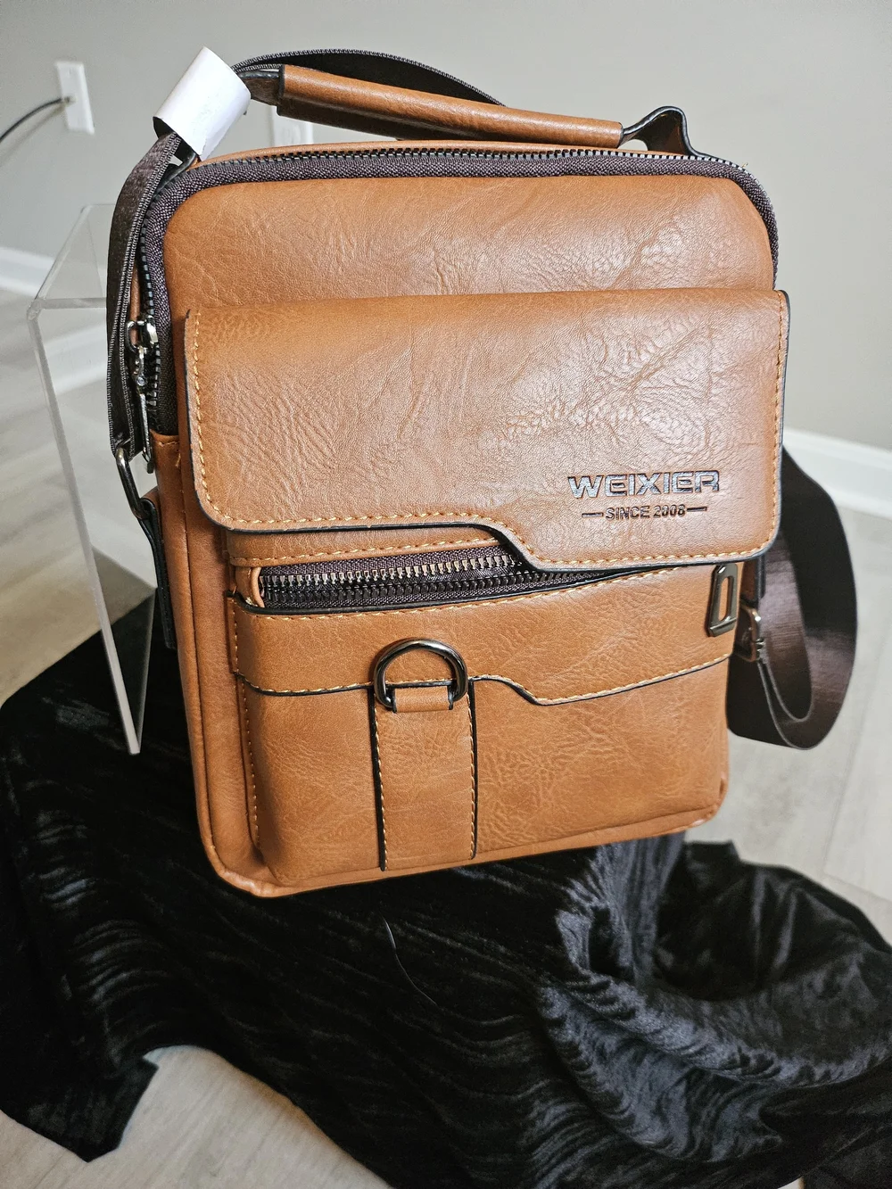 Weixier Men’s Vintage Series Universal Dark Caramel Crossbody Messenger Bag